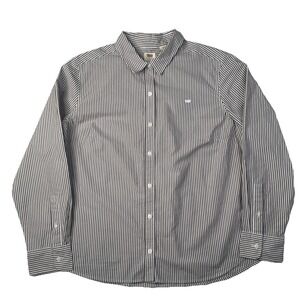 Levis Classic Shirt Women XL Standard Fit Button Down Long Sleeve Maroon Stripes